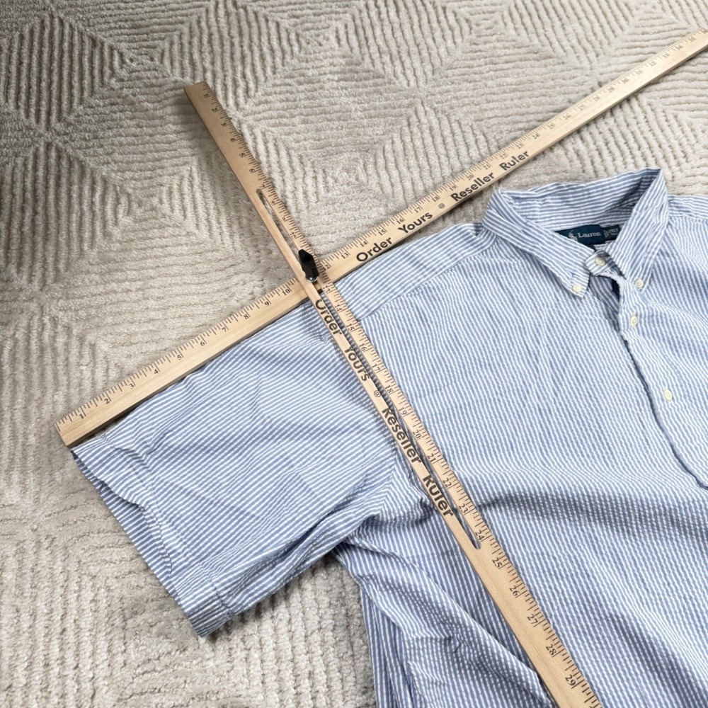 Ralph Lauren Button Down Mens 2XLT Seersucker Short Sleeve Resort Cruise Preppy - Picture 4 of 12